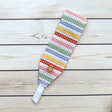 Handmade Buttoned Headbands - Multi Gingham Stripes