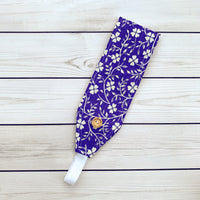 Handmade Buttoned Headbands - Purple Flowers