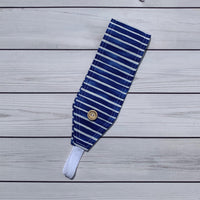 Handmade Buttoned Headbands - Blue Stripes