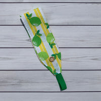 Handmade Buttoned Headbands - Lime Stripe