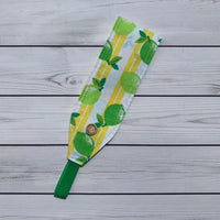 Handmade Buttoned Headbands - Lime Stripe
