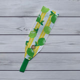 Handmade Buttoned Headbands - Lime Stripe