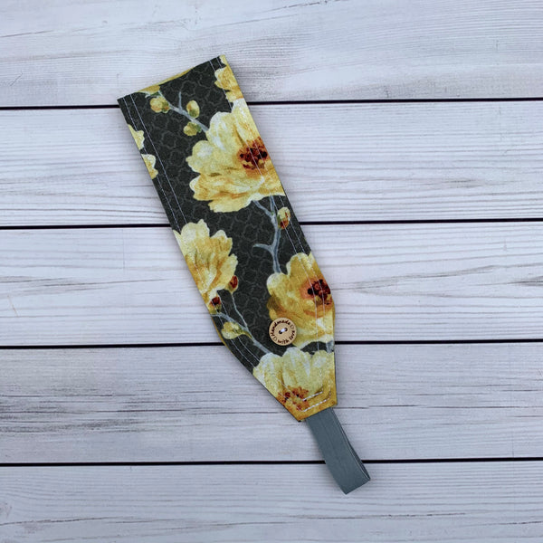 Handmade Buttoned Headbands - Yellow Floral