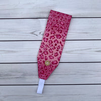 Handmade Buttoned Headbands - Pink Leopard