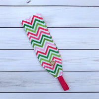 Handmade Buttoned Headbands - Pink/Green Chevron
