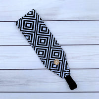 Handmade Buttoned Headbands - Black Diamonds