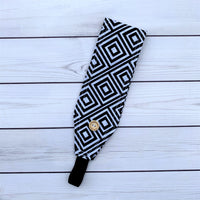 Handmade Buttoned Headbands - Black Diamonds
