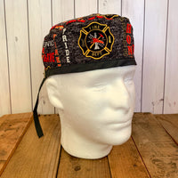 Handmade Buttoned Scrub Caps - Firefighter