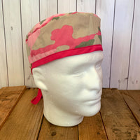 Handmade Buttoned Scrub Caps - Pink Camo