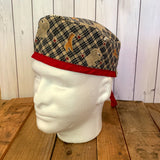 Handmade Buttoned Scrub Caps - Blue Gingham Zoo Animals