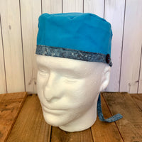 Handmade Buttoned Scrub Caps - Light Blue