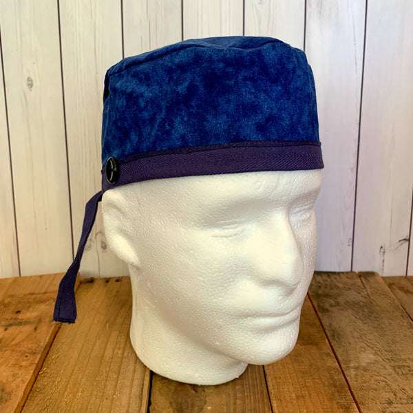 Handmade Buttoned Scrub Caps - Blue