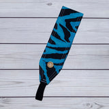 Handmade Buttoned Headbands - Blue Zebra Stripes