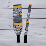 Handmade Buttoned Headbands - Yellow/Gray Stripes