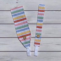 Handmade Buttoned Headbands - Multi Gingham Stripes