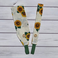 Handmade Buttoned Headbands - Creme Sunflowers