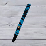Handmade Buttoned Headbands - Blue Zebra Stripes