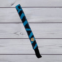 Handmade Buttoned Headbands - Blue Zebra Stripes