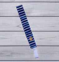 Handmade Buttoned Headbands - Blue Stripes