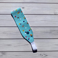 Handmade Buttoned Headbands - Teal Multi-Dot