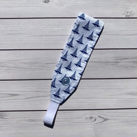 Handmade Buttoned Headbands - RN Blue