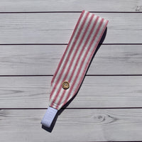 Handmade Buttoned Headbands - Pink Stripes