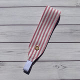 Handmade Buttoned Headbands - Pink Stripes