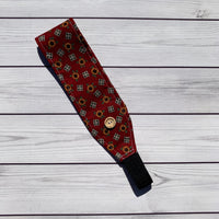 Handmade Buttoned Headbands - Maroon with Sunflowers