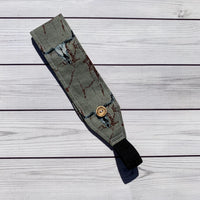 Handmade Buttoned Headbands - Gray Skulls