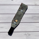 Handmade Buttoned Headbands - Gray Skulls