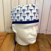 Handmade Buttoned Scrub Caps - RN Blue