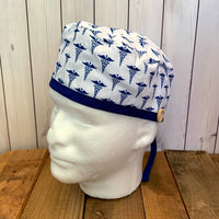 Handmade Buttoned Scrub Caps - RN Blue