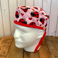 Handmade Buttoned Scrub Caps - Lady Love Bug