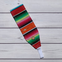 Handmade Buttoned Headbands - Orange Serape