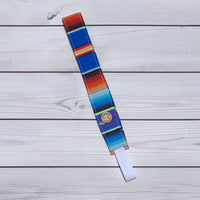 Handmade Buttoned Headbands - Blue Serape