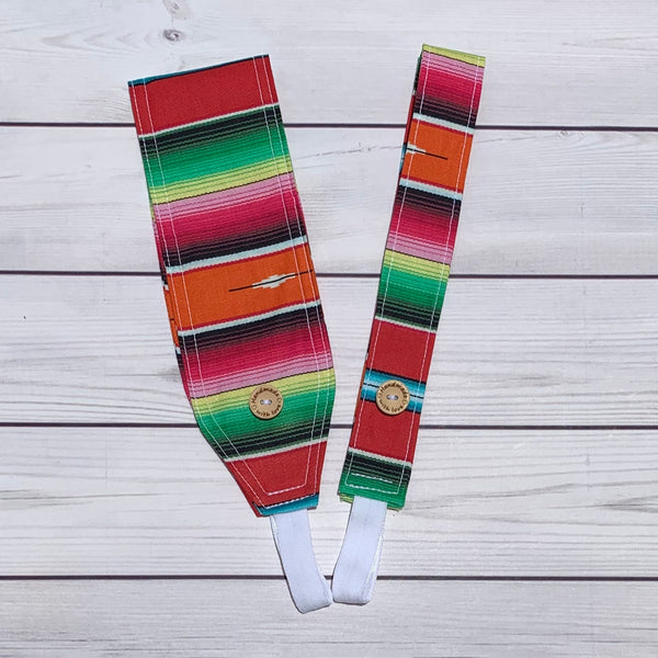 Handmade Buttoned Headbands - Orange Serape