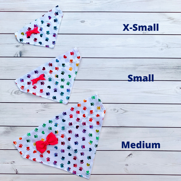 Pet Bandana - Multi-Colored Paw Prints