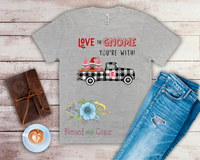 Love the Gnome You're With Tshirt - Buffalo Check Truck