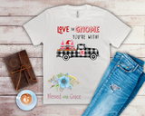 Love the Gnome You're With Tshirt - Buffalo Check Truck